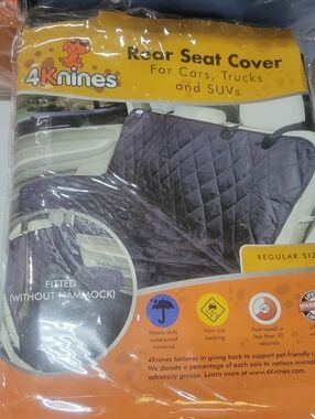4Knines Quilted Rear Seat Cover in Blacl